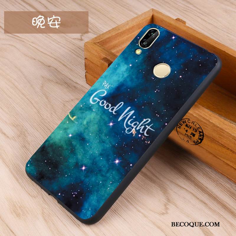 Kuori Huawei P Smart+ Silikoni Musta Puhelimen Kuoret, Kotelo Huawei P Smart+ Kohokuviointi Sininen Pesty Suede