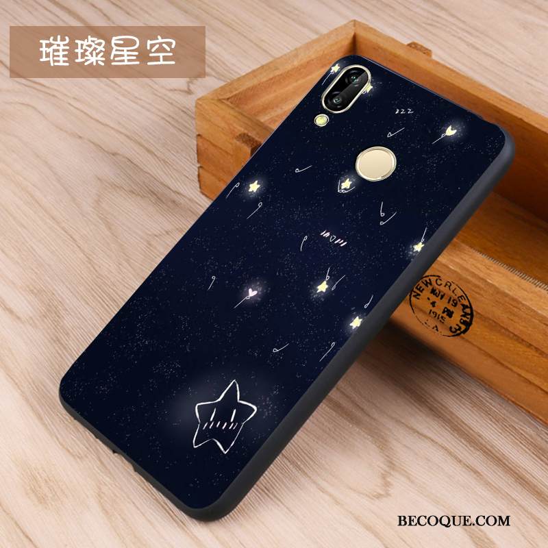 Kuori Huawei P Smart+ Silikoni Musta Puhelimen Kuoret, Kotelo Huawei P Smart+ Kohokuviointi Sininen Pesty Suede