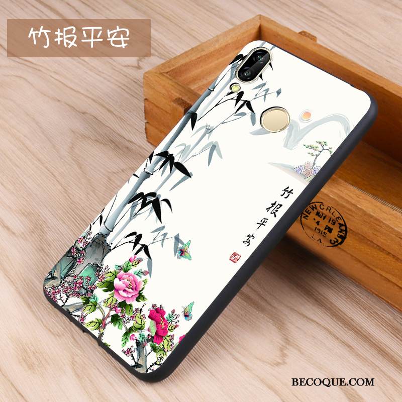 Kuori Huawei P Smart+ Silikoni Musta Puhelimen Kuoret, Kotelo Huawei P Smart+ Kohokuviointi Sininen Pesty Suede