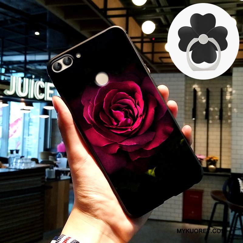 Kuori Huawei P Smart Silikoni Pesty Suede Murtumaton, Kotelo Huawei P Smart Kohokuviointi Puhelimen Kuoret Musta