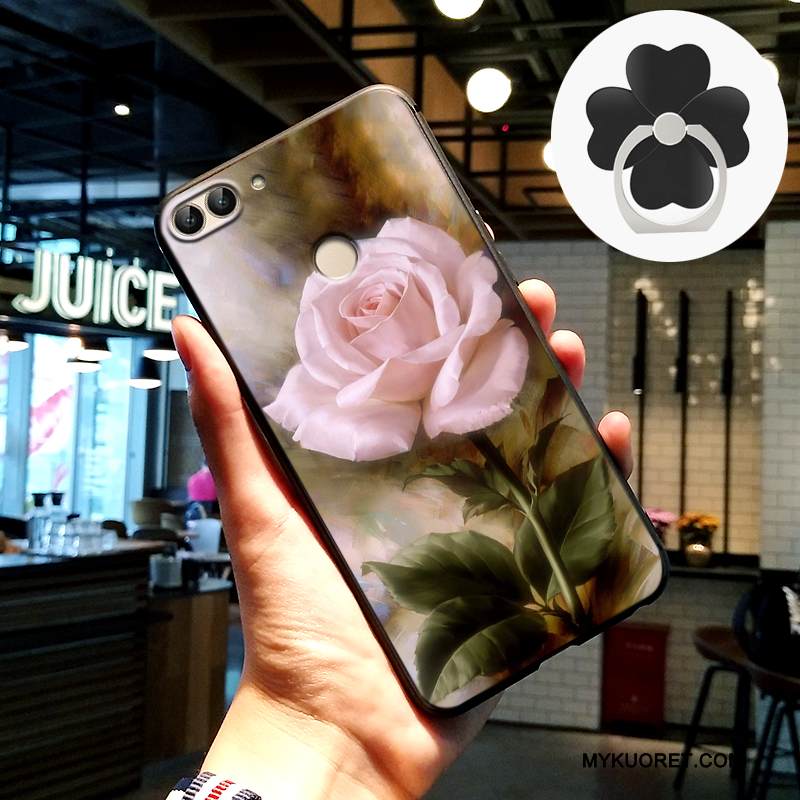 Kuori Huawei P Smart Silikoni Pesty Suede Murtumaton, Kotelo Huawei P Smart Kohokuviointi Puhelimen Kuoret Musta