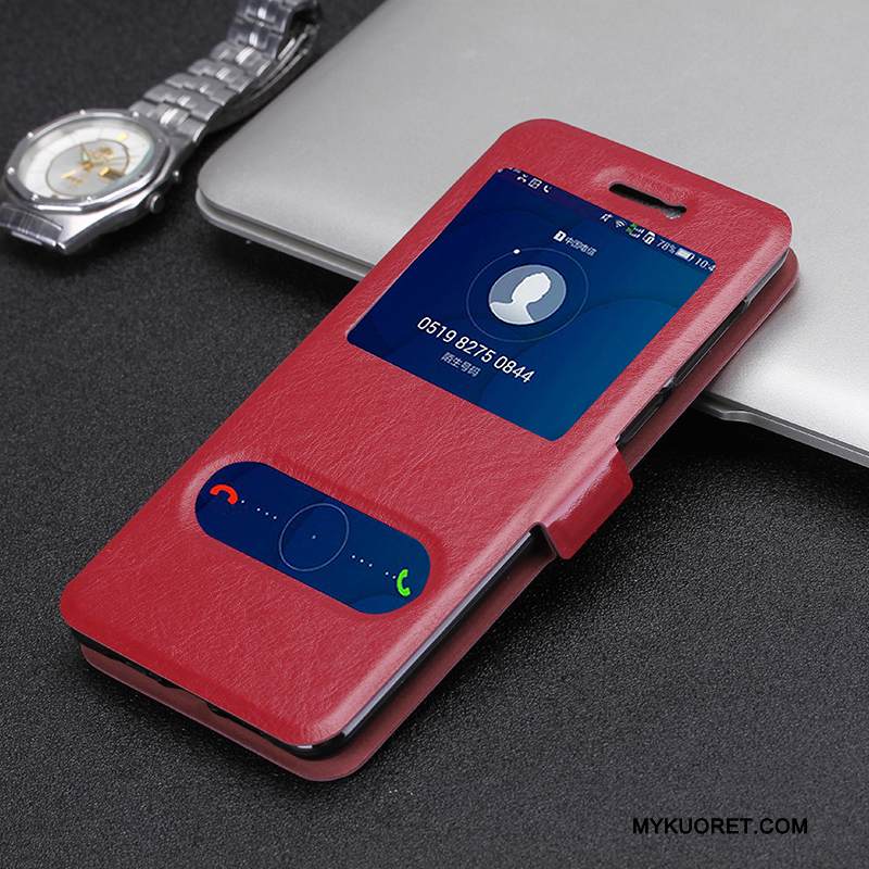 Kuori Huawei P10 Lite Nahka Nuoret Trendi, Kotelo Huawei P10 Lite Kuoret Viini Punainen Puhelimen Kuoret