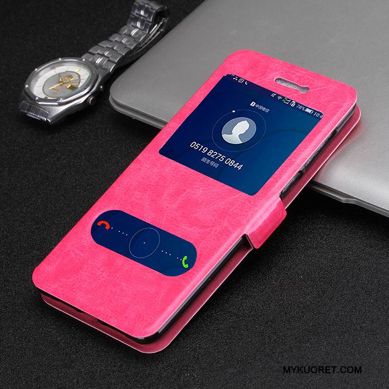 Kuori Huawei P10 Lite Nahka Nuoret Trendi, Kotelo Huawei P10 Lite Kuoret Viini Punainen Puhelimen Kuoret