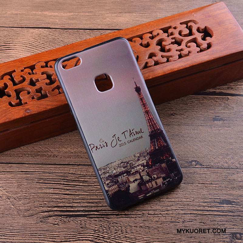 Kuori Huawei P10 Lite Silikoni Murtumaton Puhelimen Kuoret, Kotelo Huawei P10 Lite Sarjakuva Ripustettavat Koristeet Musta