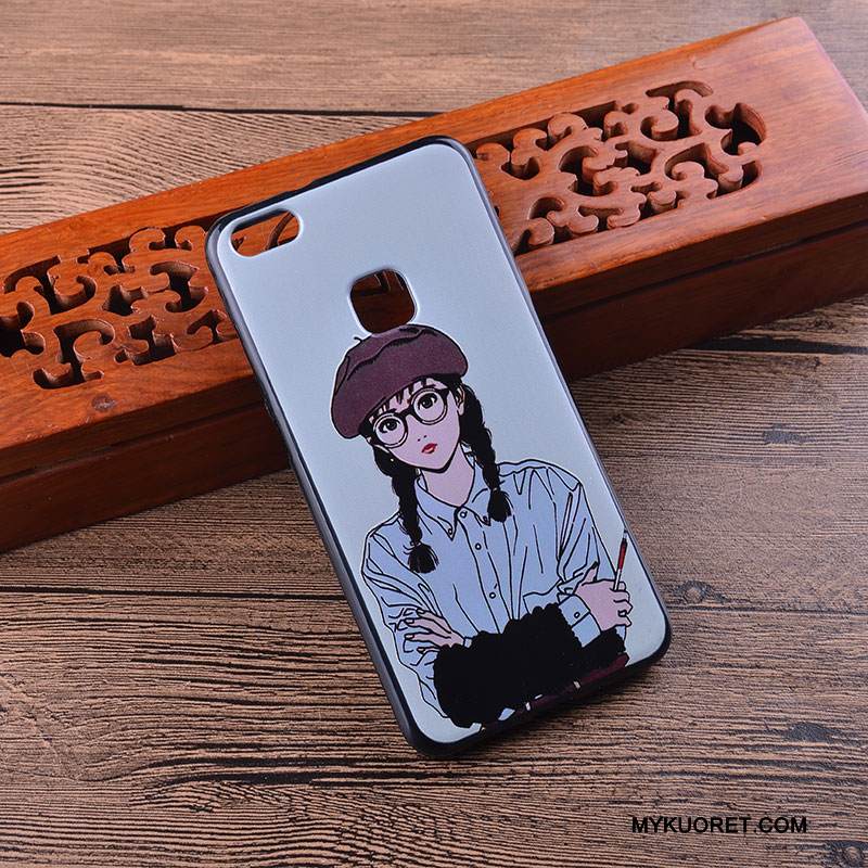 Kuori Huawei P10 Lite Silikoni Murtumaton Puhelimen Kuoret, Kotelo Huawei P10 Lite Sarjakuva Ripustettavat Koristeet Musta