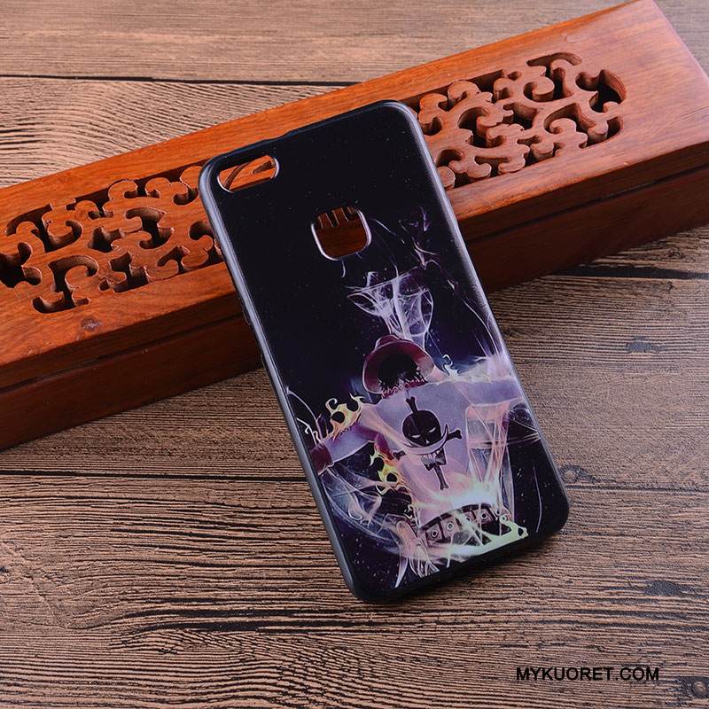 Kuori Huawei P10 Lite Silikoni Murtumaton Puhelimen Kuoret, Kotelo Huawei P10 Lite Sarjakuva Ripustettavat Koristeet Musta