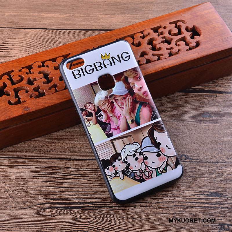 Kuori Huawei P10 Lite Silikoni Murtumaton Puhelimen Kuoret, Kotelo Huawei P10 Lite Sarjakuva Ripustettavat Koristeet Musta