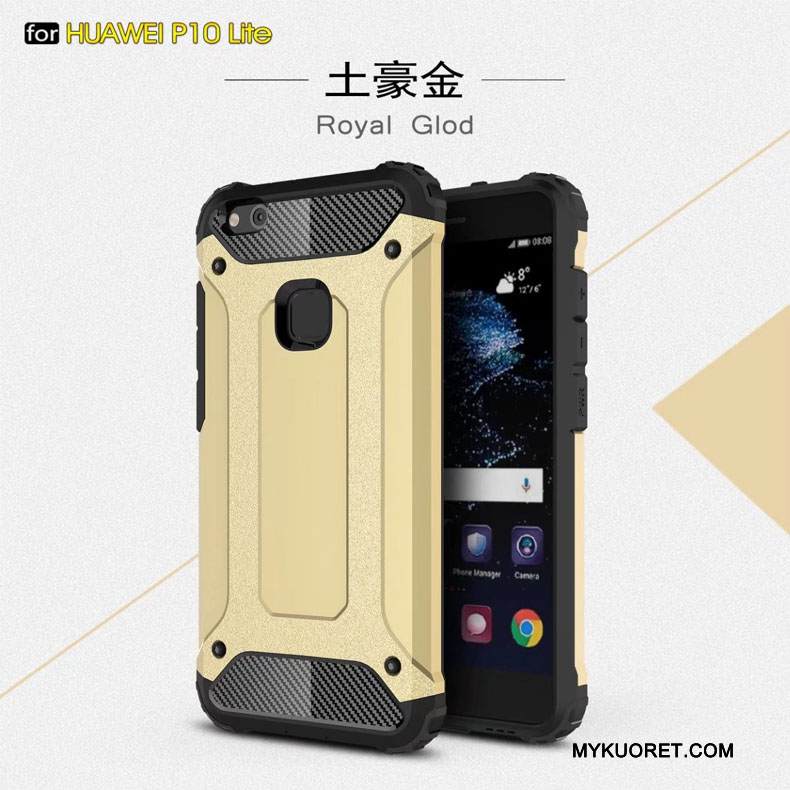 Kuori Huawei P10 Lite Silikoni Puhelimen Kuoret Kolme Puolustusta, Kotelo Huawei P10 Lite Suojaus Sininen Murtumaton