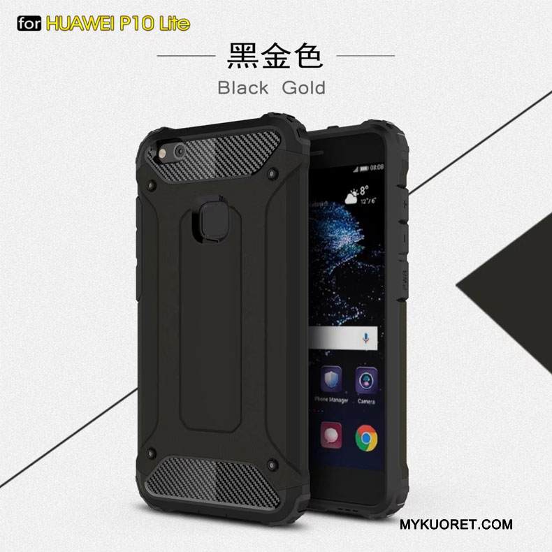 Kuori Huawei P10 Lite Silikoni Puhelimen Kuoret Kolme Puolustusta, Kotelo Huawei P10 Lite Suojaus Sininen Murtumaton