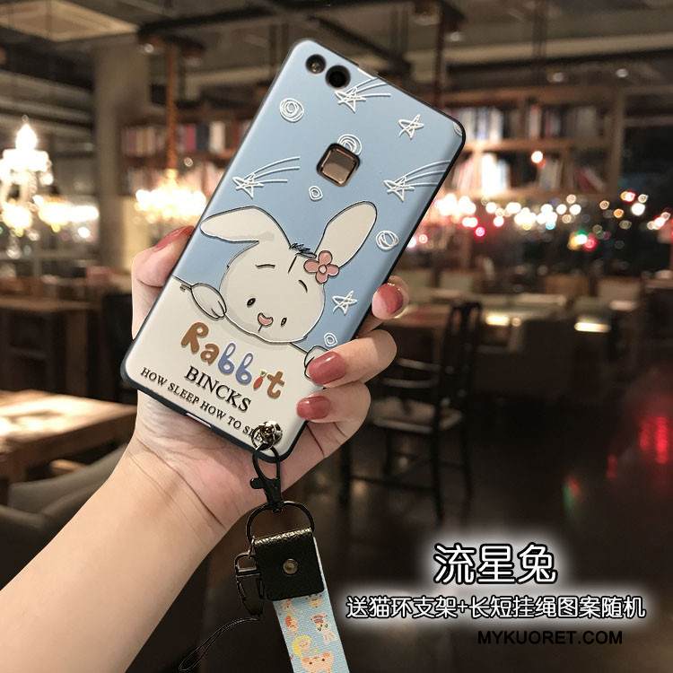 Kuori Huawei P10 Lite Silikoni Sininen Ihana, Kotelo Huawei P10 Lite Suojaus Ripustettava Kaula Puhelimen Kuoret