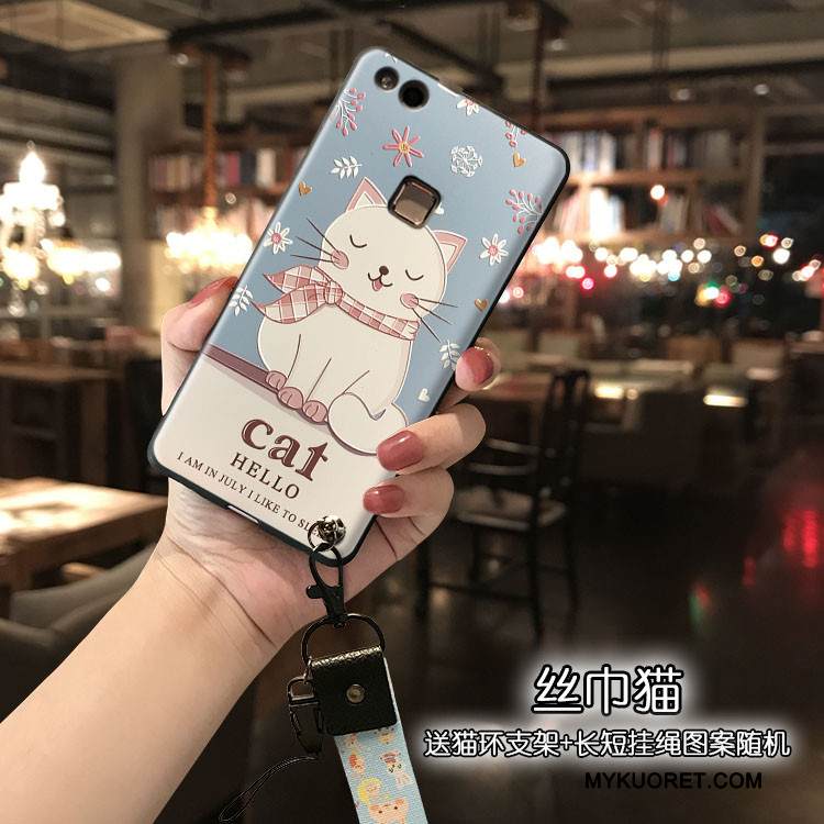 Kuori Huawei P10 Lite Silikoni Vaaleansininen Ihana, Kotelo Huawei P10 Lite Suojaus Puhelimen Kuoret Ripustettava Kaula