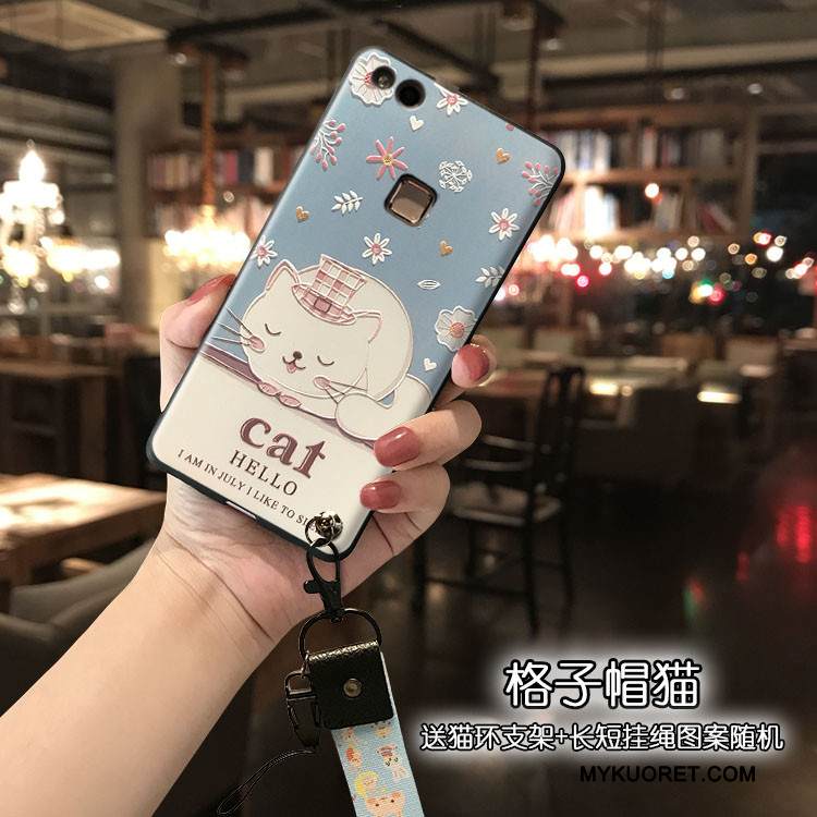 Kuori Huawei P10 Lite Silikoni Vaaleansininen Ihana, Kotelo Huawei P10 Lite Suojaus Puhelimen Kuoret Ripustettava Kaula