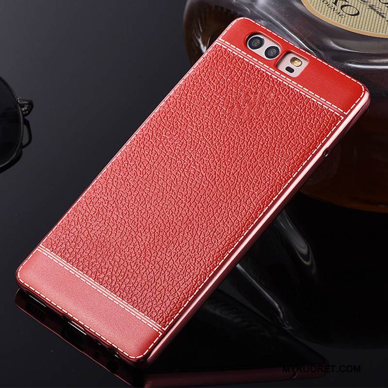 Kuori Huawei P10 Lite Suojaus Murtumaton Puhelimen Kuoret, Kotelo Huawei P10 Lite Nahka Nuoret Punainen