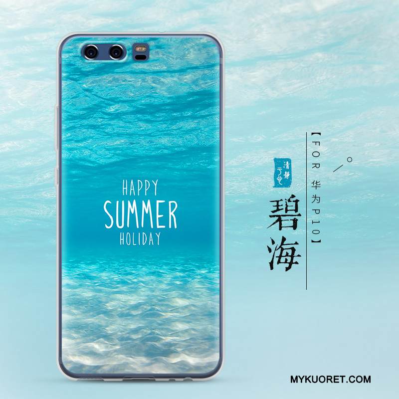 Kuori Huawei P10 Luova Läpinäkyvä Sininen, Kotelo Huawei P10 Pehmeä Neste Puhelimen Kuoret Murtumaton