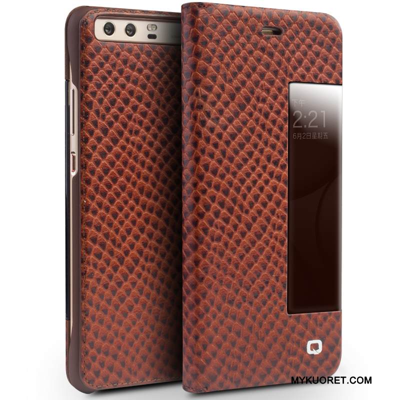 Kuori Huawei P10 Nahka Musta Liiketoiminta, Kotelo Huawei P10 Suojaus Horrostila Puhelimen Kuoret