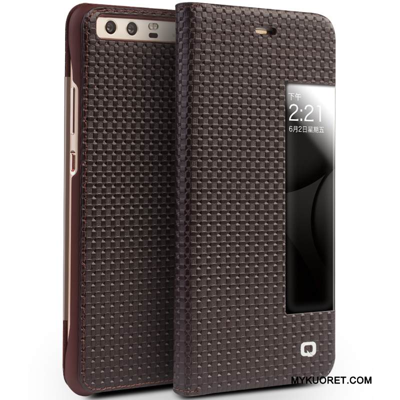 Kuori Huawei P10 Nahka Musta Liiketoiminta, Kotelo Huawei P10 Suojaus Horrostila Puhelimen Kuoret