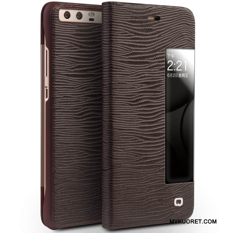 Kuori Huawei P10 Nahka Musta Liiketoiminta, Kotelo Huawei P10 Suojaus Horrostila Puhelimen Kuoret