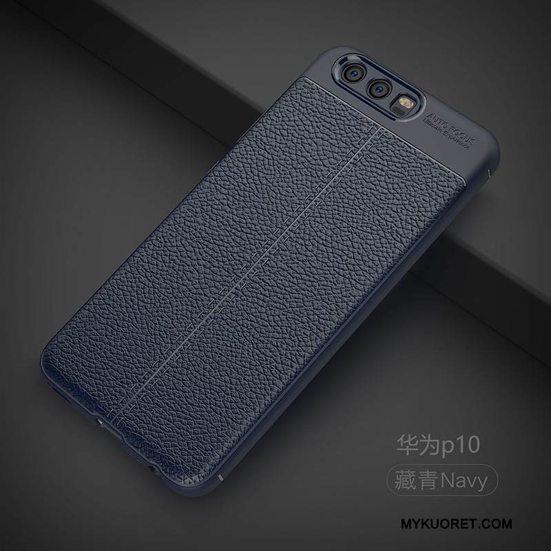 Kuori Huawei P10 Nahka Tuntea Persoonallisuus, Kotelo Huawei P10 Silikoni Tummansininen Trendi