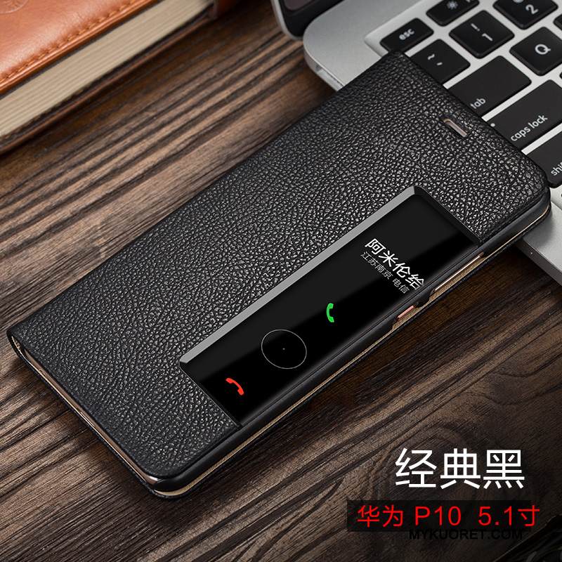 Kuori Huawei P10 Nahka Ultra Musta, Kotelo Huawei P10 Suojaus Ohut Murtumaton