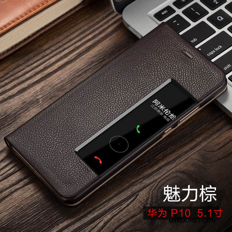 Kuori Huawei P10 Nahka Ultra Musta, Kotelo Huawei P10 Suojaus Ohut Murtumaton