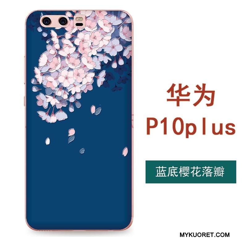 Kuori Huawei P10 Plus Kohokuviointi Kukkia Ripustettavat Koristeet, Kotelo Huawei P10 Plus Laukut Vihreä Puhelimen Kuoret