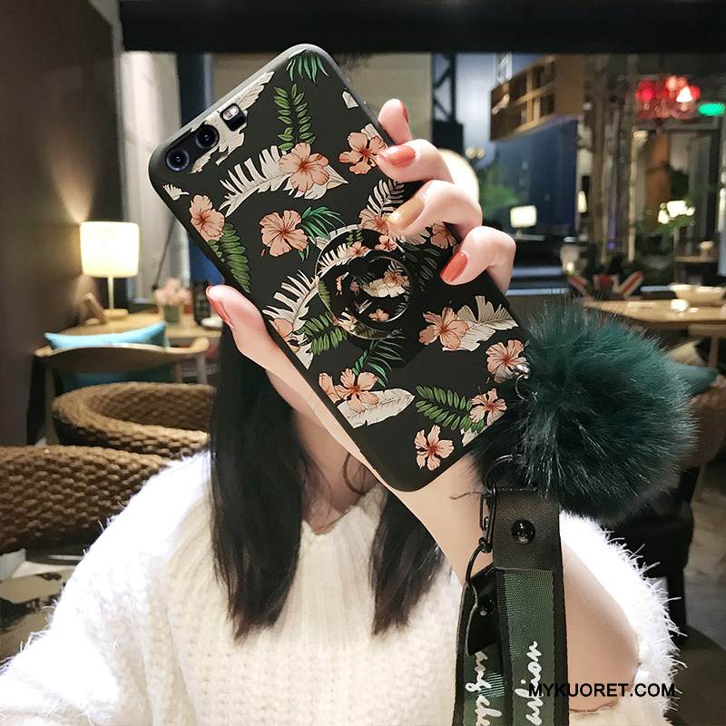 Kuori Huawei P10 Plus Laukut Pompon Eurooppa, Kotelo Huawei P10 Plus Pesty Suede Vihreä