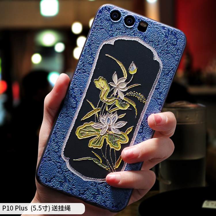 Kuori Huawei P10 Plus Laukut Sininen Murtumaton, Kotelo Huawei P10 Plus Pehmeä Neste Kiinalainen Tyyli Trendi