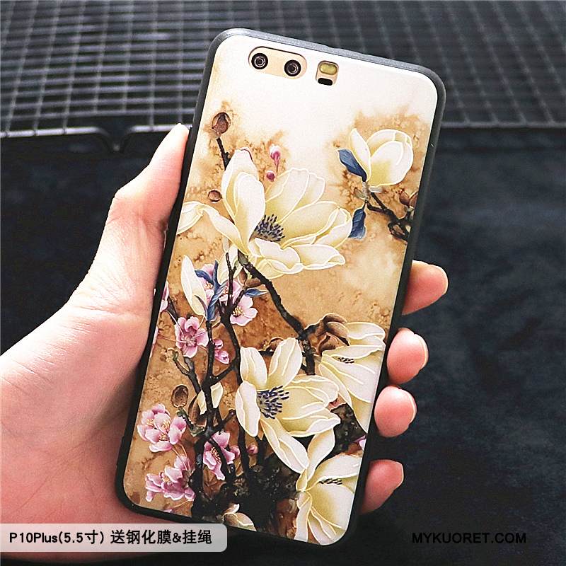 Kuori Huawei P10 Plus Luova Trendi Kukka, Kotelo Huawei P10 Plus Laukut Sininen Puhelimen Kuoret