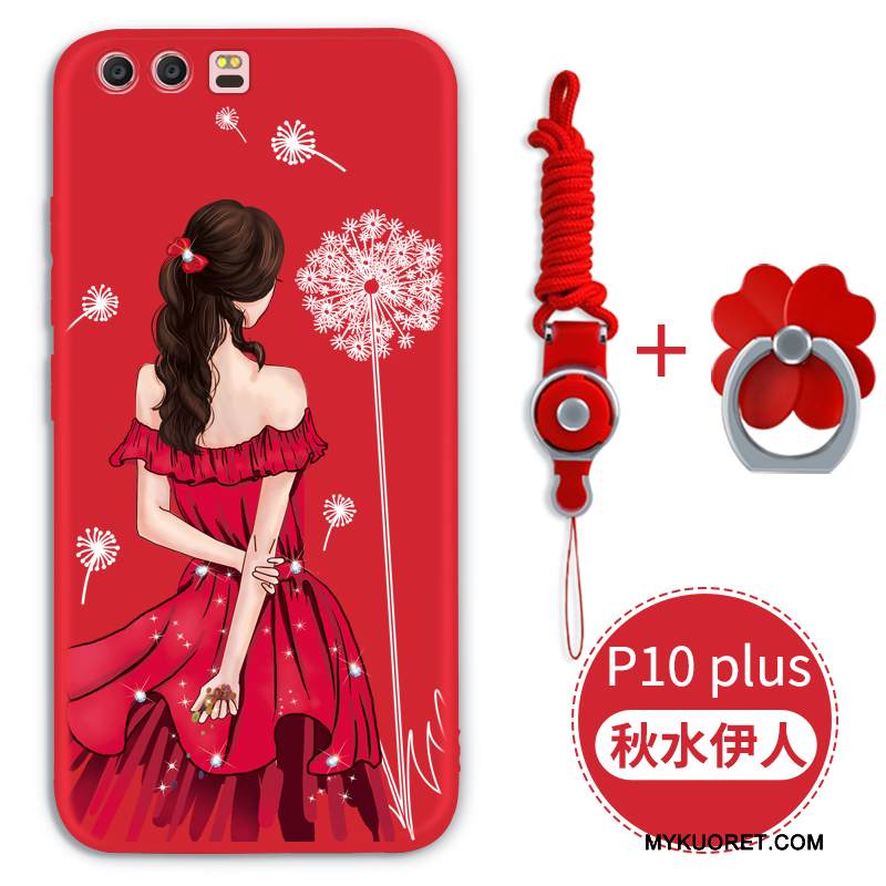 Kuori Huawei P10 Plus Pehmeä Neste Murtumaton Punainen, Kotelo Huawei P10 Plus Suojaus Persoonallisuus Puhelimen Kuoret