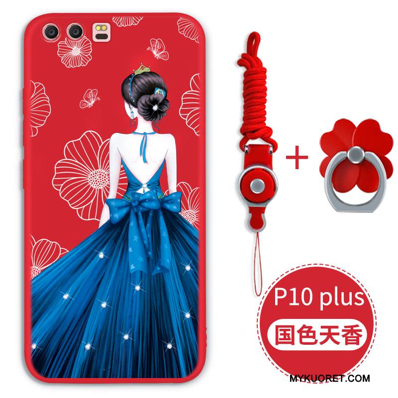 Kuori Huawei P10 Plus Pehmeä Neste Murtumaton Punainen, Kotelo Huawei P10 Plus Suojaus Persoonallisuus Puhelimen Kuoret