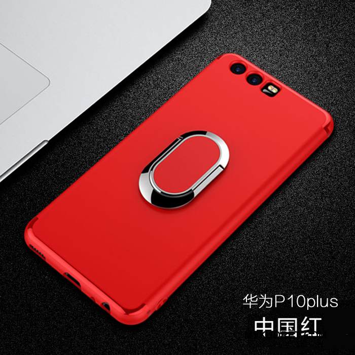 Kuori Huawei P10 Plus Pehmeä Neste Punainen Musta, Kotelo Huawei P10 Plus Tuki Magneettinen Trendi