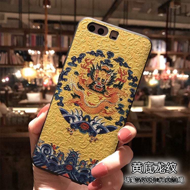 Kuori Huawei P10 Plus Silikoni Kiinalainen Tyyli Sininen, Kotelo Huawei P10 Plus Ripustettavat Koristeet Puhelimen Kuoret