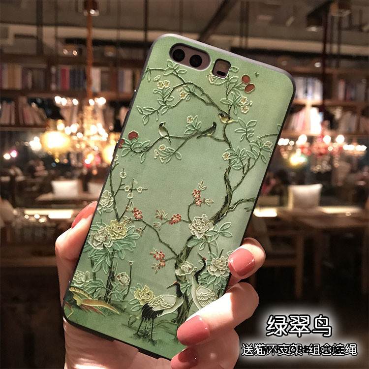 Kuori Huawei P10 Plus Silikoni Kiinalainen Tyyli Sininen, Kotelo Huawei P10 Plus Ripustettavat Koristeet Puhelimen Kuoret