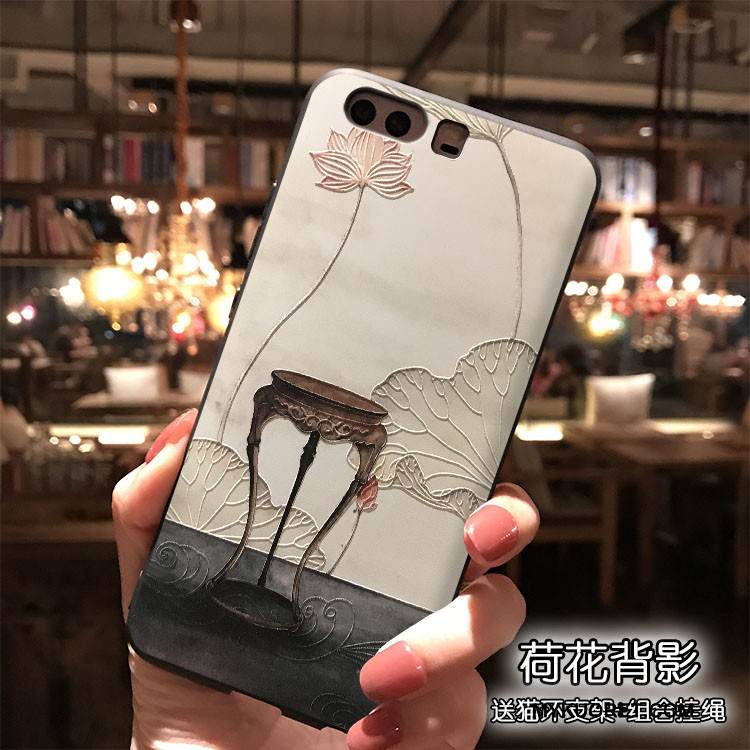 Kuori Huawei P10 Plus Silikoni Kiinalainen Tyyli Sininen, Kotelo Huawei P10 Plus Ripustettavat Koristeet Puhelimen Kuoret