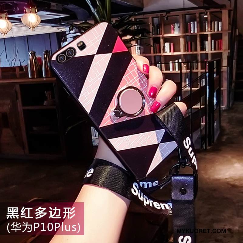 Kuori Huawei P10 Plus Silikoni Net Red Ripustettavat Koristeet, Kotelo Huawei P10 Plus Laukut Puhelimen Kuoret Punainen