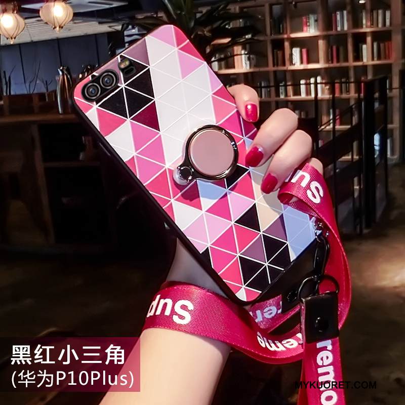 Kuori Huawei P10 Plus Silikoni Net Red Ripustettavat Koristeet, Kotelo Huawei P10 Plus Laukut Puhelimen Kuoret Punainen