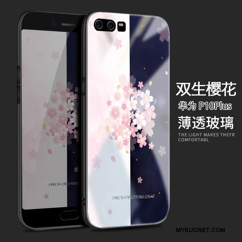 Kuori Huawei P10 Plus Silikoni Persoonallisuus Lasi, Kotelo Huawei P10 Plus Luova Murtumaton Musta