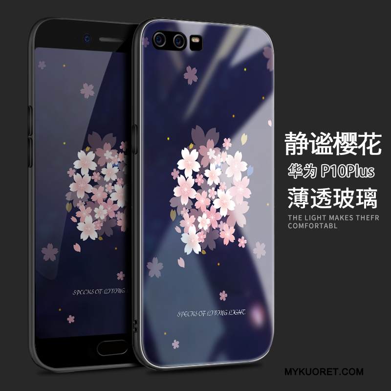 Kuori Huawei P10 Plus Silikoni Persoonallisuus Lasi, Kotelo Huawei P10 Plus Luova Murtumaton Musta