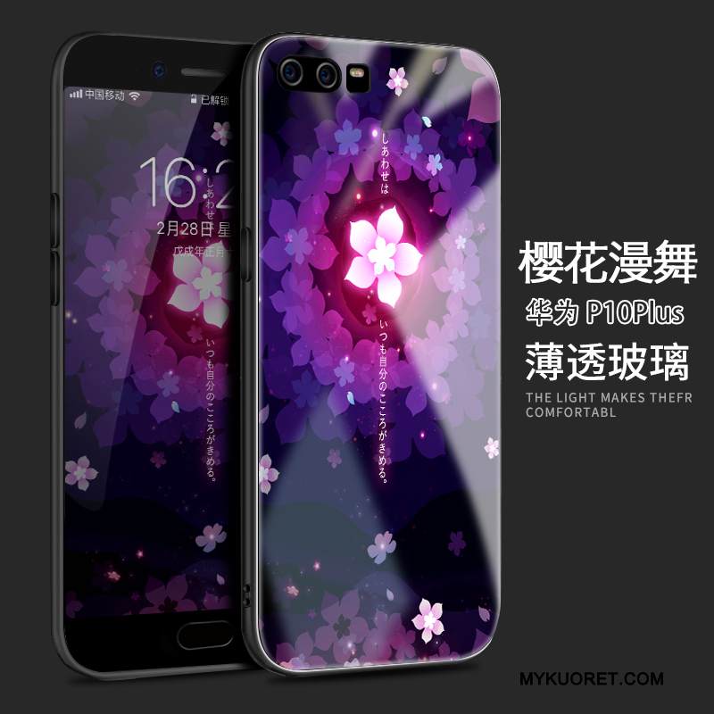 Kuori Huawei P10 Plus Silikoni Persoonallisuus Lasi, Kotelo Huawei P10 Plus Luova Murtumaton Musta