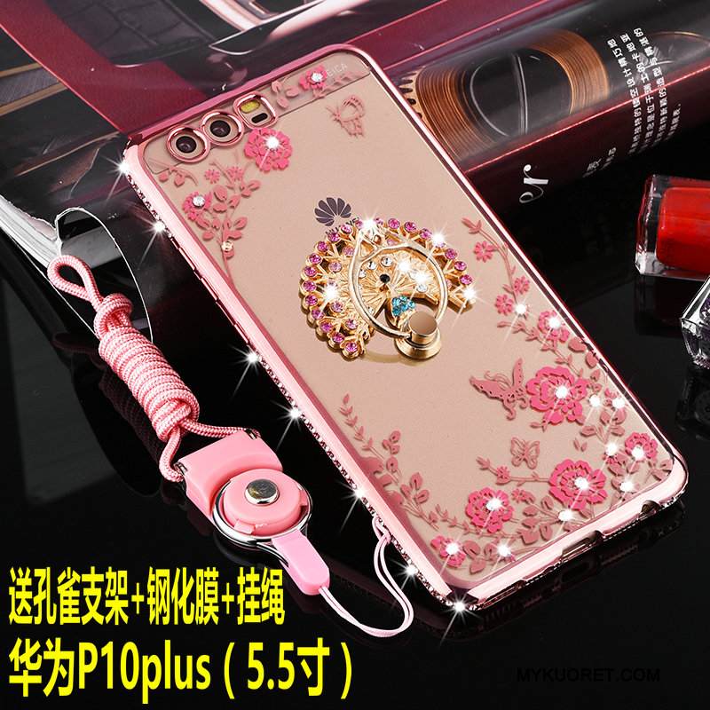 Kuori Huawei P10 Plus Silikoni Puhelimen Kuoret Murtumaton, Kotelo Huawei P10 Plus Pehmeä Neste Ripustettavat Koristeet Kulta