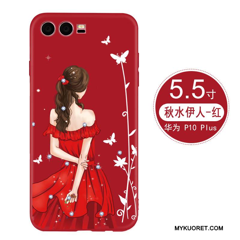 Kuori Huawei P10 Plus Silikoni Puhelimen Kuoret Trendi, Kotelo Huawei P10 Plus Suojaus Persoonallisuus Punainen