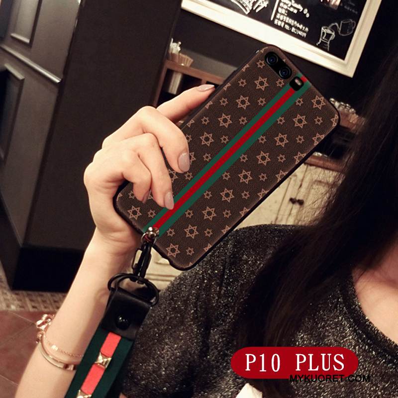 Kuori Huawei P10 Plus Silikoni Ripustettavat Koristeet Khaki, Kotelo Huawei P10 Plus Suojaus Ripustettava Kaula Puhelimen Kuoret
