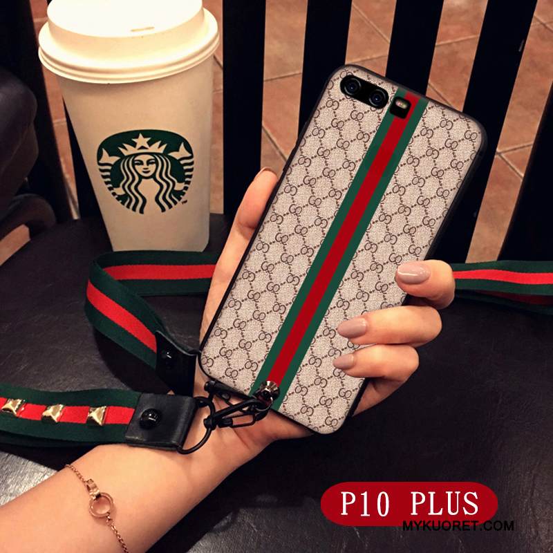 Kuori Huawei P10 Plus Silikoni Ripustettavat Koristeet Khaki, Kotelo Huawei P10 Plus Suojaus Ripustettava Kaula Puhelimen Kuoret