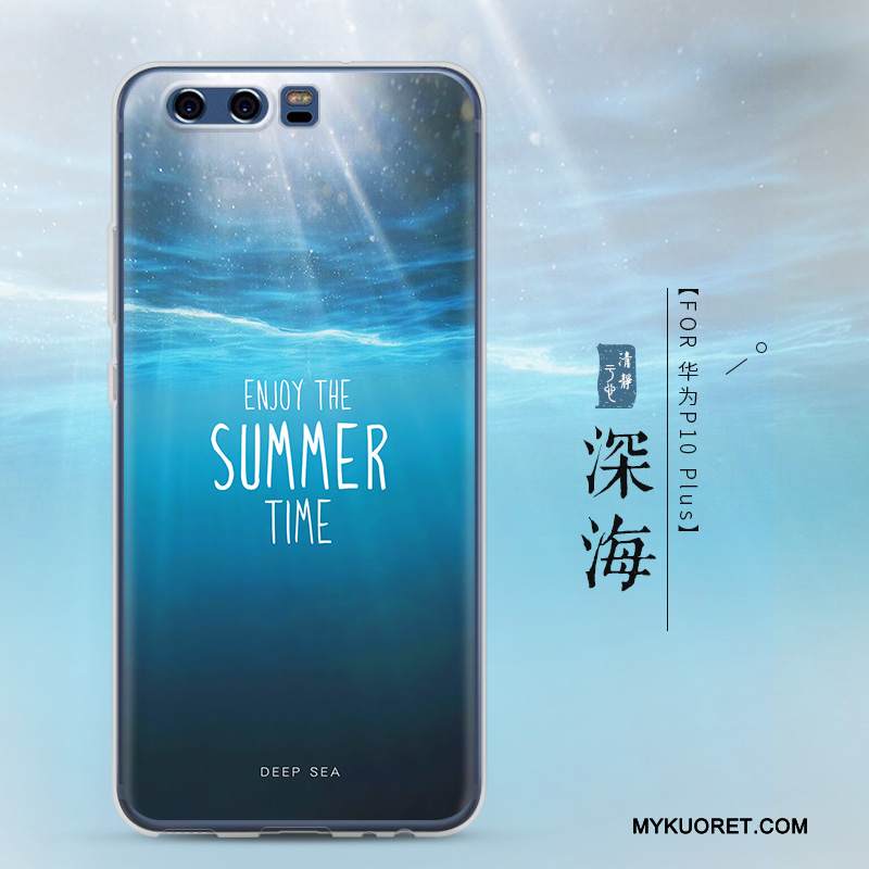 Kuori Huawei P10 Plus Suojaus Murtumaton Puhelimen Kuoret, Kotelo Huawei P10 Plus Luova Sininen Läpinäkyvä