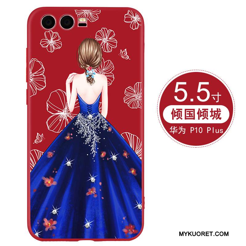 Kuori Huawei P10 Plus Suojaus Puhelimen Kuoret Punainen, Kotelo Huawei P10 Plus Pehmeä Neste Persoonallisuus Trendi