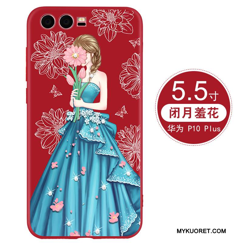 Kuori Huawei P10 Plus Suojaus Puhelimen Kuoret Punainen, Kotelo Huawei P10 Plus Pehmeä Neste Persoonallisuus Trendi