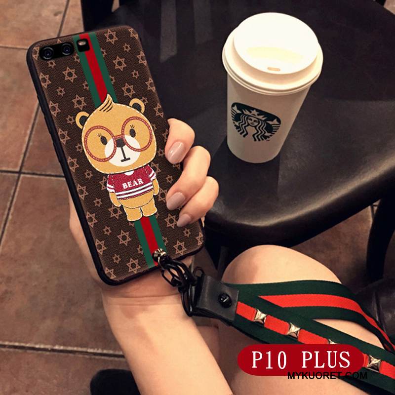 Kuori Huawei P10 Plus Suojaus Super Söpö Puhelimen Kuoret, Kotelo Huawei P10 Plus Laukut Bear Ripustettavat Koristeet