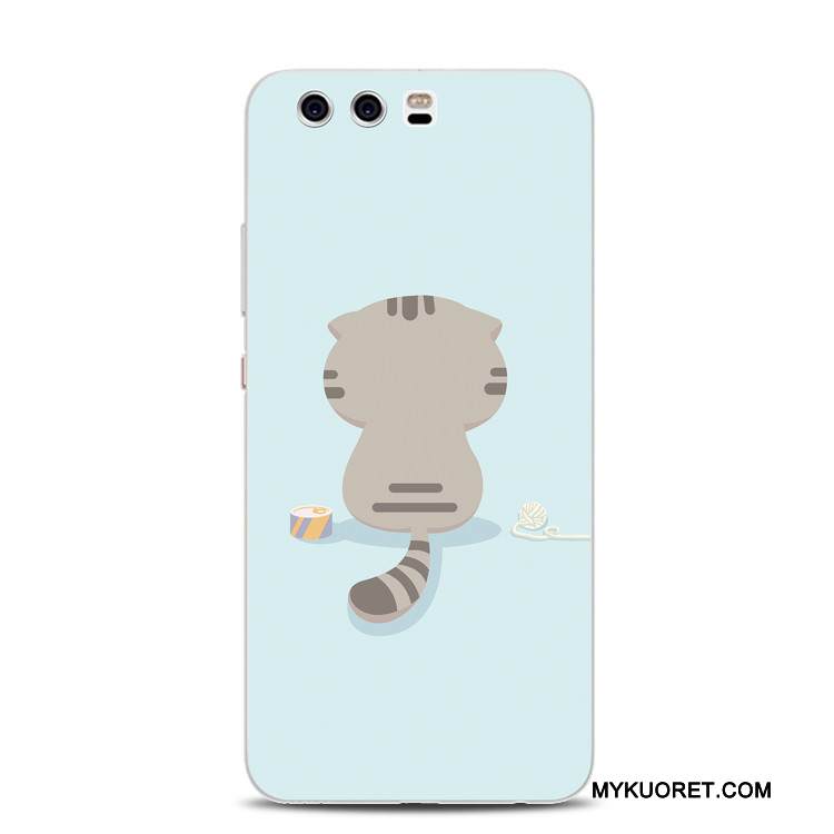 Kuori Huawei P10 Plus Tuki Kissa Vaaleansininen, Kotelo Huawei P10 Plus Silikoni Puhelimen Kuoret Harmaa