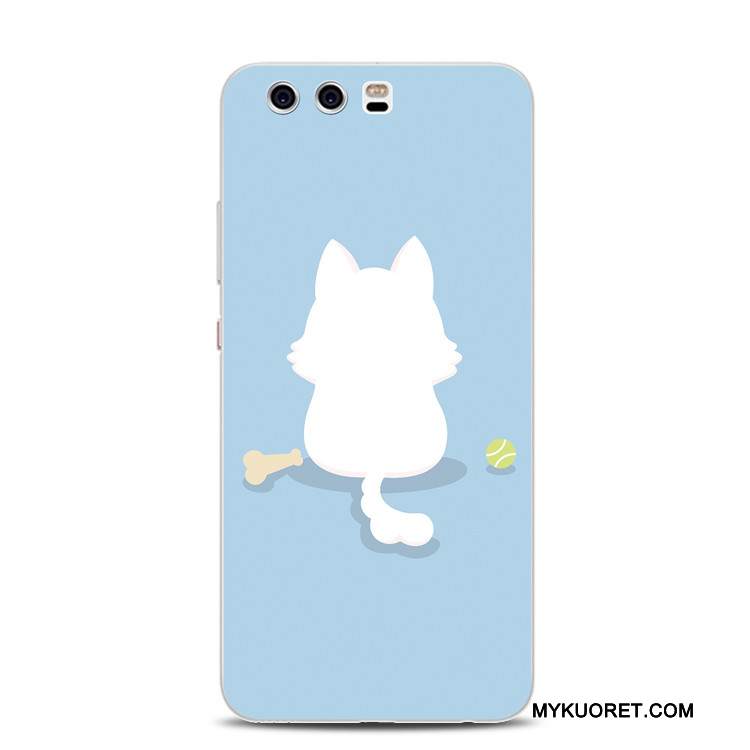 Kuori Huawei P10 Plus Tuki Kissa Vaaleansininen, Kotelo Huawei P10 Plus Silikoni Puhelimen Kuoret Harmaa