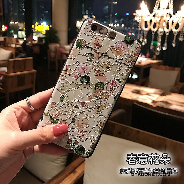 Kuori Huawei P10 Plus Tuki Punainen Musta, Kotelo Huawei P10 Plus Monivärinen Kukka Pesty Suede